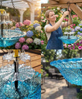 Solar Powered Cascade Hanging Bird Bath Fountain For Outdoors No Wires Needed Super Easy Setup Bubbling Water Feature With Solar Pump Bird Bath Dispenser Garden Yard Patio Decor Hummingbird Bath Blue installed in garden