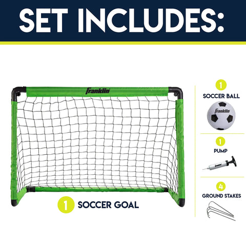 3-Foot Neon Green Insta Soccer Goal Set With Mini Ball And Pump All In One Kids Soccer Goal For Backyard Practice Portable