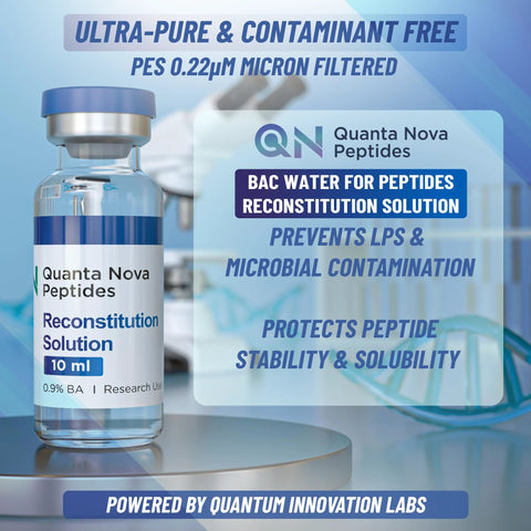 Quanta Nova Peptides Reconstitution Solution vial, 10 mL, sterile glass with blue cap