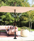Outdoor patio with heavy duty deck mount umbrella holder, fully welded steel base, interchangeable plastic sleeves, 1-2 inch poles