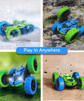 Aqua Racer Remote Control Car for Kids, 360 Degree Double Sided RC Vehicle With LED Headlights, 4WD 2.4 GHz Rechargeable Toy on various terrains