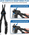 All In One Pro Grade Ring Pliers Set 10 Piece Kit Heavy Duty Internal And External Circlip Pliers With Straight Bent Tips