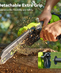 Cordless Mini Chainsaw With Dual 6 Inch And 8 Inch Guide Bars, 1000W Brushless Handheld Power Saw cutting tree branch