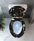 Elongated Toilet Seat Resin Bathroom with mushroom design, suitable for standard elongated toilets, artistic bathroom accessory.