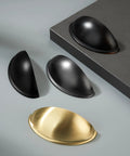 Assorted cup pulls with Matte Black Cup Pulls Set of 10 for Cabinets and Drawers Three and Eleven Sixteenths Inch Length