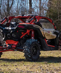 Beefy Heavy Duty Boxed Rear Radius Arms for Can Am Maverick X3 72 Inch Turbo X RC X MR X RS Max Models Lower Two Rods Only Black Finish With Reinforced Pivot Joints And Five Eighth Inch Heim Joints For Serious Strength, rear installed