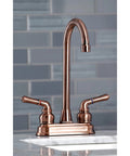 Magellan Antique Copper Bar Faucet With Solid Brass Build, Deck Mount 4 Inch Centerset 2 Hole Setup, Washerless Cartridge