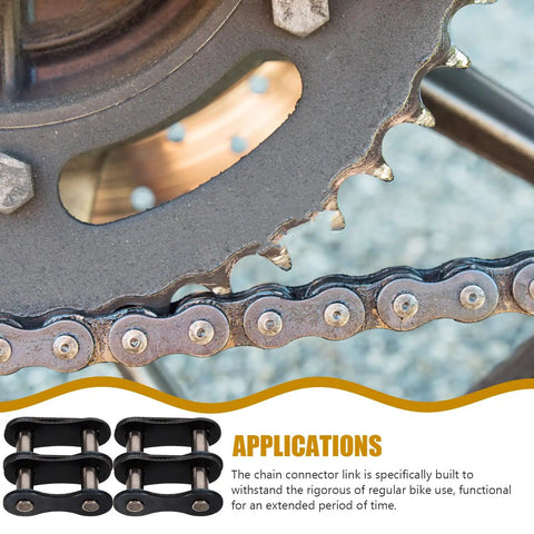 Close-up of a bicycle chain and sprocket highlighting the 10 Pack Bicycle Chain Link Connector Single Speed Wheel Beefy Roller Steel No Drama Quick Fix Kit.