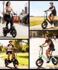 Folding Electric Bike For Adults And Teens With 400W Motor UL Certified Commuter Ebike 23 MPH Top Speed And 25 Mile Range 36V 10Ah Battery shown in use