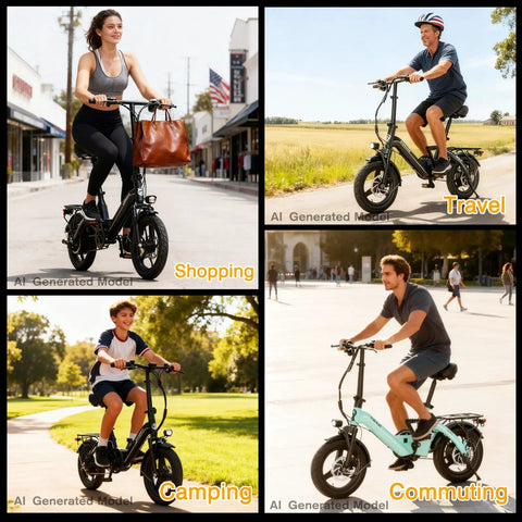 Folding Electric Bike For Adults And Teens With 400W Motor UL Certified Commuter Ebike 23 MPH Top Speed And 25 Mile Range 36V 10Ah Battery shown in use