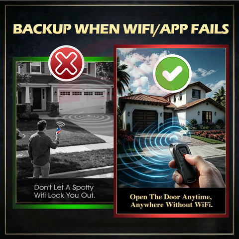 Comparison of Two Pack G1T-BX Remote Replacement use with and without WiFi for garage doors