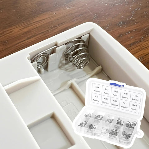 Dope 50 Pack Battery Spring Replacement Set for AA and AAA Coils in device compartment and storage box