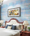 Peel And Stick Wood Grain Wallpaper In Blue Distressed Finish Self Adhesive Vinyl Film for bedroom wall decor