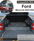 Rock Solid Carbon Steel Tie Down Hooks Four Pack For Ford Maverick 2022 To 2025 Red Bed Cleat Anchors installed in truck bed.