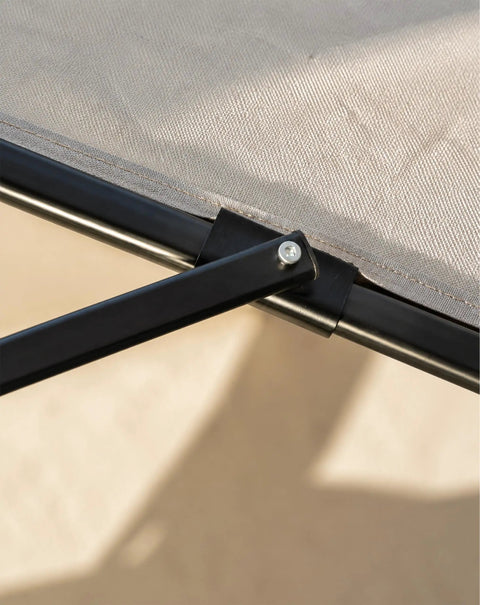 Close-up of Heavy Duty Outdoor Umbrella Repair Bracket Set With Carbon Fiber Reinforcement For Cracked Patio Umbrella Poles installed.
