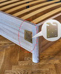 Image showing Heavy Duty Bed Rail Hooks And Universal Frame Connector Plates For Wooden Beds thick steel bracket on bed frame.