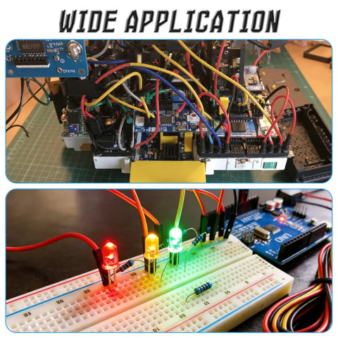 Arduino setup and breadboard using 5 Pack 12 Inch Flat Ribbon Jumper Wires 5 Pin Single Head Two Point Five Four Millimeter Pitch Multicolored Dupont Cables Maker Friendly Kit For Arduino Raspberry Pi And DIY Electronics Projects And More