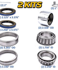 Trailer Hub Rebuild Kit For One And One Quarter Inch And One And Three Quarter Inch Axles 5200 To 7000 Lbs Capacity Beefy Bearings 25580 25520 And Greaseable Bearing Protectors LM67048 LM67010 Built For Cargo Utility RV Pop Up components