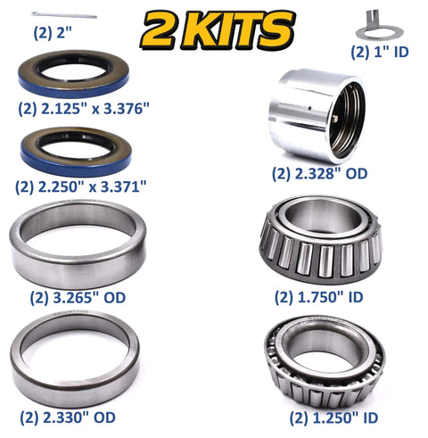 Trailer Hub Rebuild Kit For One And One Quarter Inch And One And Three Quarter Inch Axles 5200 To 7000 Lbs Capacity Beefy Bearings 25580 25520 And Greaseable Bearing Protectors LM67048 LM67010 Built For Cargo Utility RV Pop Up components