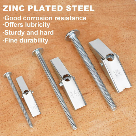 Heavy Duty Toggle Bolts Kit For Drywall 50 Pcs One Eighth Inch Butterfly Anchors With Screws in zinc plated steel.