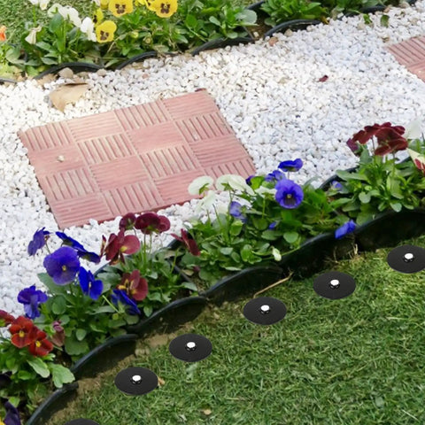 Pro Grade 50 Pack Landscape Fabric Stakes With Gaskets, 8 Inch Galvanized Spiral Turf Nails used in garden edging