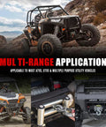 12V 3500LBS ATV UTV Electric Winch With Steel Cable Wireless Remote Roller Fairlead IP67 Waterproof Kit in off-road setting