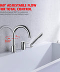 3 Hole Deck Mount Roman Tub Faucet With Hand Shower Chrome Finish Solid Brass Body Includes Valve And 59 Inch Hose