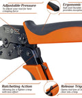 RF Coax Ratchet Crimp Tool For RG58 RG59 RG62 RG174 And Fiber Optic Cables, 6 Cavities, ergonomic handles, adjustable pressure