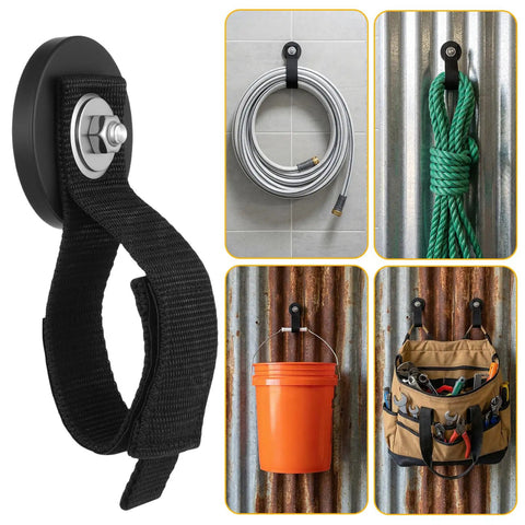 Heavy Duty Magnetic Hooks Strap Four Pack Magnetic Tool Holder Strap No Drill Garage Organizer for cables and tools