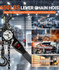Beefy Three Quarter Ton Manual Lever Chain Hoist 1650 Lbs Capacity 10 Ft Lift G80 Galvanized Carbon Steel in warehouse