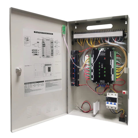 Four Door Pro Grade Access Control Panel With TCP IP Wiegand, Controller Board And Power Cabinet, Includes Metal Enclosure