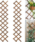 Natural Wood Garden Fence Lattice Panels 75 In By 11.8 In Retractable Plant Support For Cucumber Climbing Vines Ivy And Roses Outdoor Use