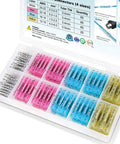 Heat Shrink Butt Connectors Kit 200 Pieces For AWG 24 Wire 4 Sizes Insulated Waterproof Electrical Marine And Automotive Crimp Terminals With Pro Grade Heavy Duty Copper Barrels For Secure Low Resistance Connections, assorted color case