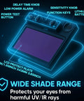 Control panel of Auto Darkening Welding Helmet With True Color Lens ANSI Z87 1 Certified Adjustable Shade 5 To 13