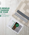 Non Slip Rug Grippers For Area Rugs Pack Of 9 Reusable Washable Anti Slip Corner Pads With Double Sided Tape product packaging on floor