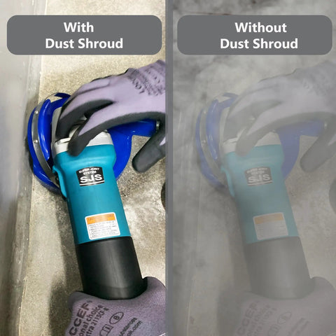 Pro Grade 7 Inch Polyurethane Dust Shroud For Angle Grinders With Adjustable Side Lip And Vacuum Connection Includes 6 Adapter Set For Dewalt Metabo Milwaukee Hitachi Makita And Blastrac Grinders Great For Clean Cuts