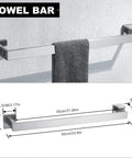 Five Piece Bathroom Hardware Set with 23.6 Inch Towel Bar, brushed nickel, wall-mounted in modern stainless steel.