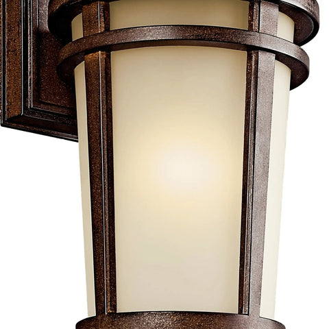 Atwood 11 Inch Outdoor Wall Light In Brown Stone Finish With Light Umber Mist Glass 1 Light Exterior Wall Sconce detail view