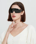 Wide Spectrum IPL Laser Safety Glasses Goggles 190Nm-2000Nm Eye Protection For Laser Hair Removal And Cosmetology Anti Fog Coating OD 2 Plus Low Visible Light Transmittance worn by a person