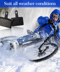 Cyclist on snowy trail with inset of Eight Pairs Copper Semi Metallic Bike Brake Pads For TRP Tektro Shimano Deore Disc Brakes Black