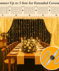 200 LED Curtain String Lights 9.8 By 6.6 Feet Plug In Fairy Lights With Timer 8 Modes Waterproof for Wedding Party Setup