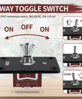 3 Way Toggle Switch 3 pin SPDT momentary switch with ON OFF ON positions and labeling, Momentary 3 Position Toggle Switch 12V DC 30A SPDT Waterproof
