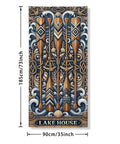 Lake house themed banner with oars and waves, 185cm tall, decorative indoor wall art.