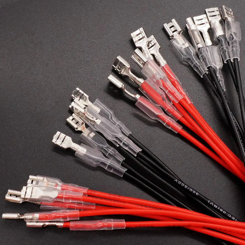20Pcs 4.8mm And 6.3mm Female Spade Crimp Terminals With Tin Plated Red Copper Insulating Sleeves Red And Black Quick Splice
