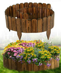Weather Resistant Pine Garden Edging Border Fence For Outdoor Patio Lawns And Flower Beds 11.8 Feet By 8 Inches, showing over flower bed