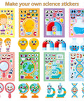 24 Pack Science Theme Make Your Own Face Stickers For DIY Crafts And Nerdy Science Party Games Mix And Match Nerdy Stickers