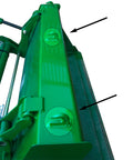 Heavy Duty 1/2 Inch Weld On Clevis Grab Hooks 2 Pack Grade 70 Rigging Hook Set attached to green tractor loader
