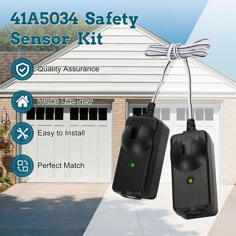 Universal Garage Door Safety Sensor Kit 41A5034 With 2 DIY Friendly Sensors, Mounting Screws, Fits Most Openers Made After 1997