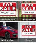 Four Pack 14 By 10 For Sale Sign For Cars Double Sided Vehicle Signs With No Glue Residue On Windows Reusable Large Car