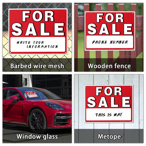 Four Pack 14 By 10 For Sale Sign For Cars Double Sided Vehicle Signs With No Glue Residue On Windows Reusable Large Car